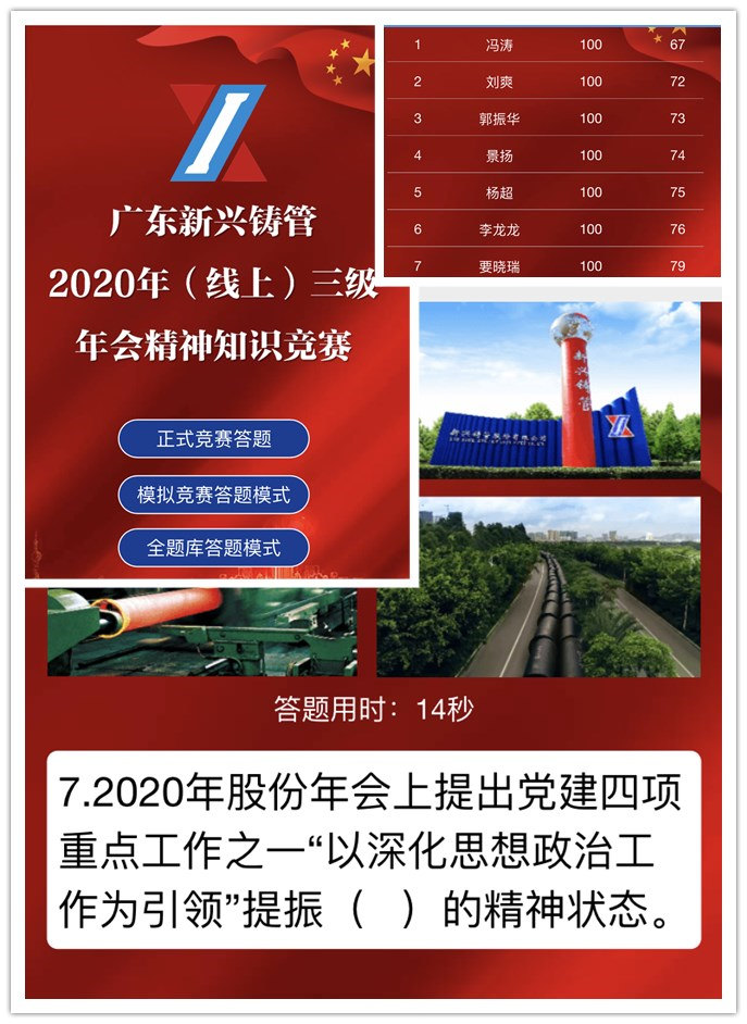 广东新兴铸管三级年会精神（线上）知识竞赛圆满结束