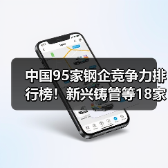 中国95家钢企竞争力排行榜！新兴铸管等18家达到或接近世界一流水平！