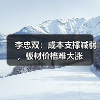 李忠双：成本支撑减弱，板材价格难大涨