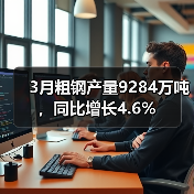 3月粗钢产量9284万吨,同比增长4.6%(图3) 3月粗钢产量9284万吨,同比增长4.6%(图3)
